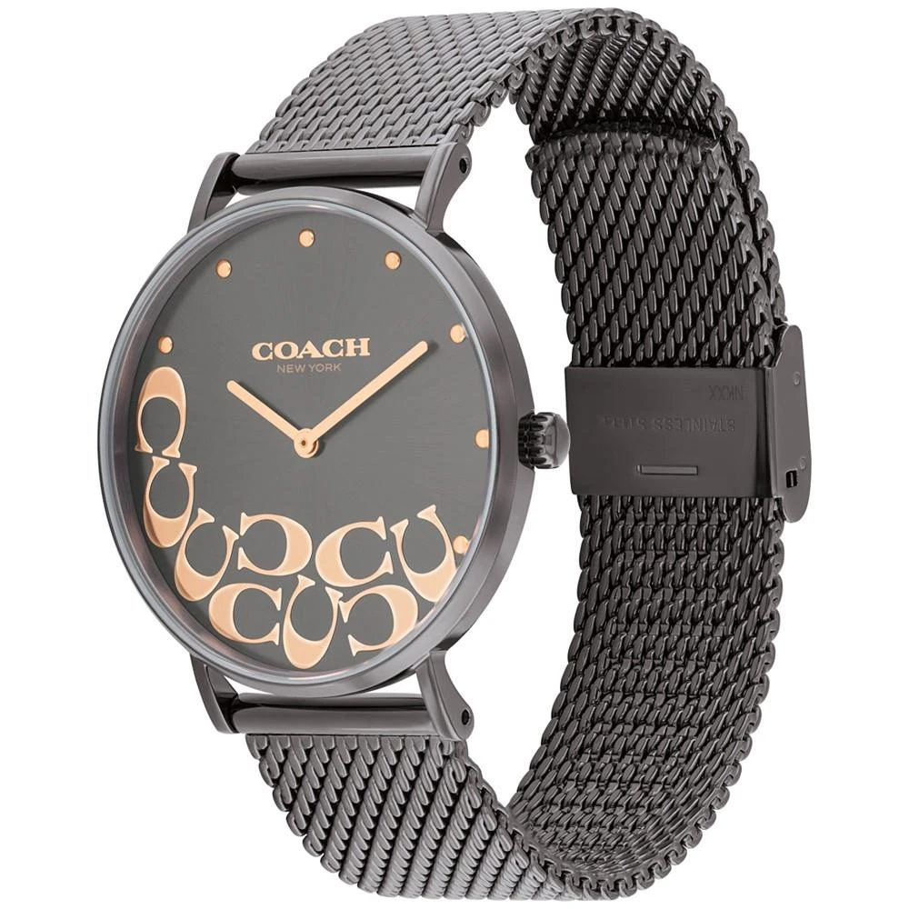 商品Coach|Women's Perry Gray Stainless Steel Mesh Bracelet Watch,价格¥986,第2张图片详细描述