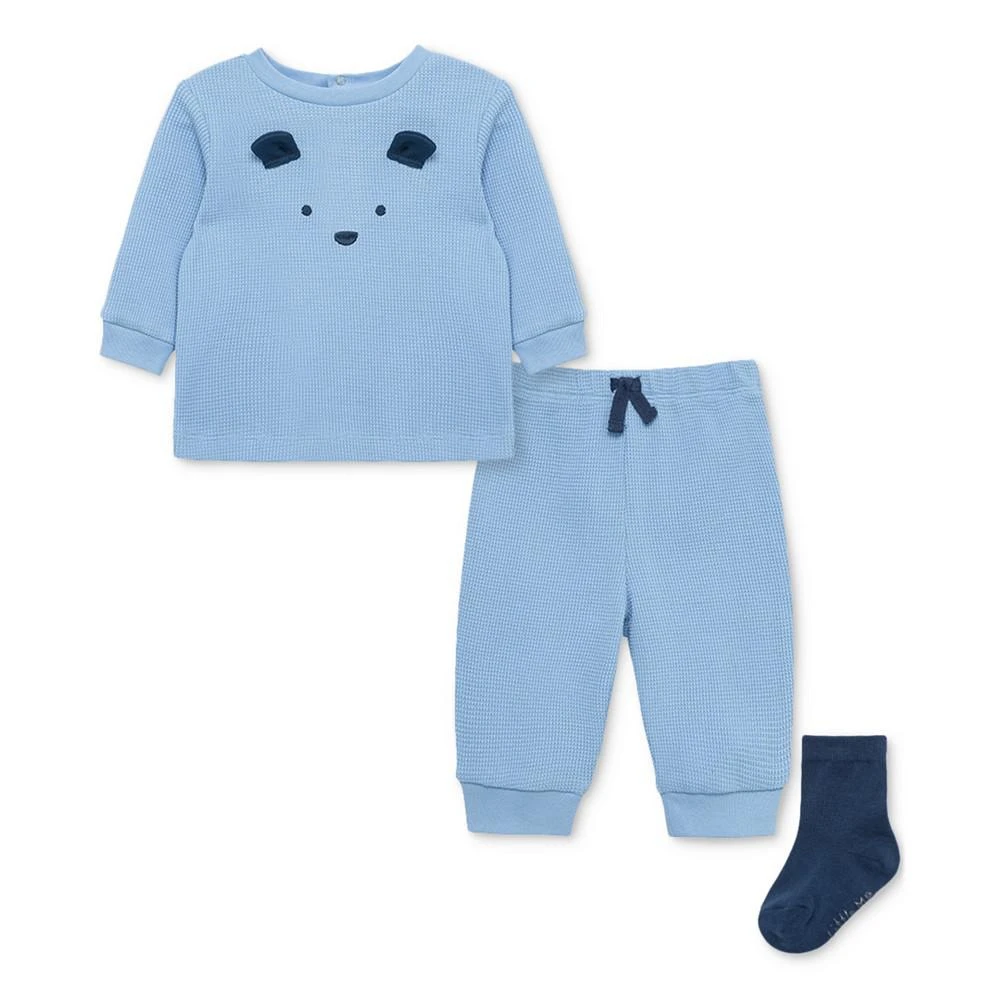 商品Little Me|Baby Boy 3-Pc. Blue Bear Jogger Top & Bottom Set with Socks,价格¥224,第1张图片