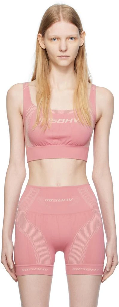 商品Misbhv|Pink Jacquard Sport Bra,价格¥693,第1张图片