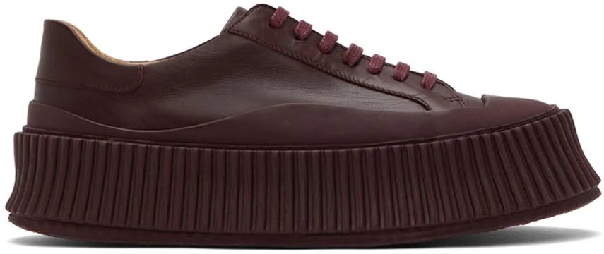 商品Jil Sander|Brown Leather Platform Sneakers,价格¥1812,第1张图片