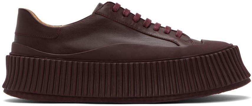 商品Jil Sander|Brown Leather Platform Sneakers,价格¥5430,第1张图片