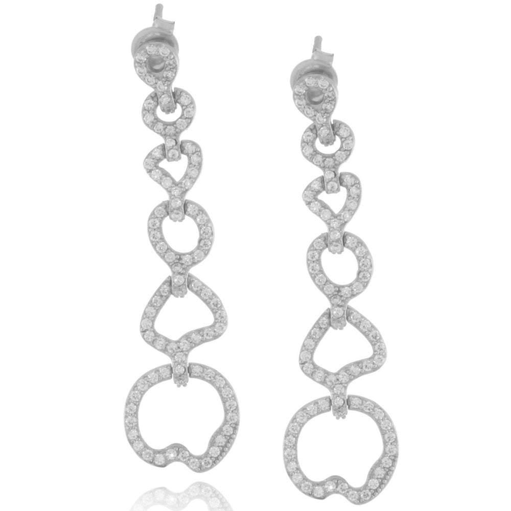 Suzy Levian Cubic Zirconia Sterling Silver Graduating Circle Hang Earrings商品第1张图片规格展示
