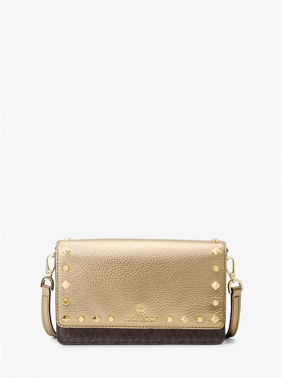 商品Michael Kors|Jet Set Small Studded Metallic and Logo Smartphone Crossbody Bag,价格¥597,第1张图片