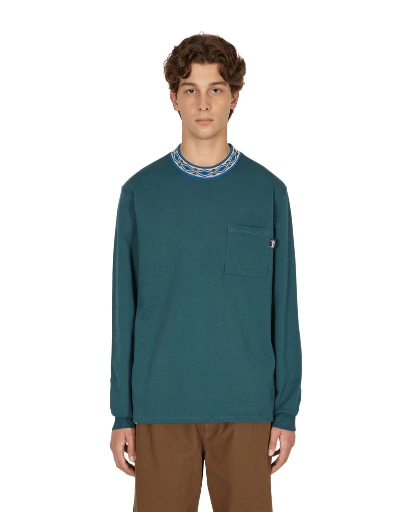 商品STUSSY|Jacquarded Mock Neck Crew Longsleeve T-Shirt Blue,价格¥251,第1张图片