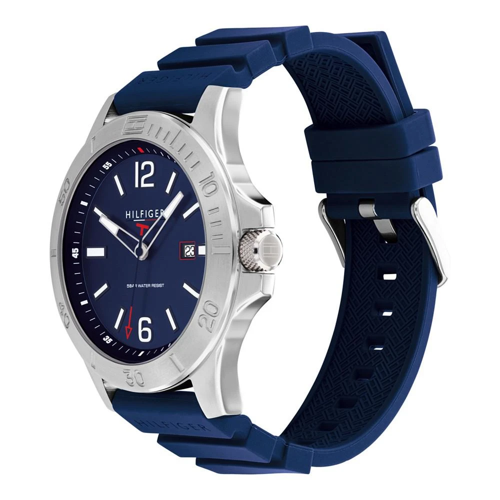 商品Tommy Hilfiger|Men's Blue Silicone Strap Watch 46mm,价格¥605,第2张图片详细描述