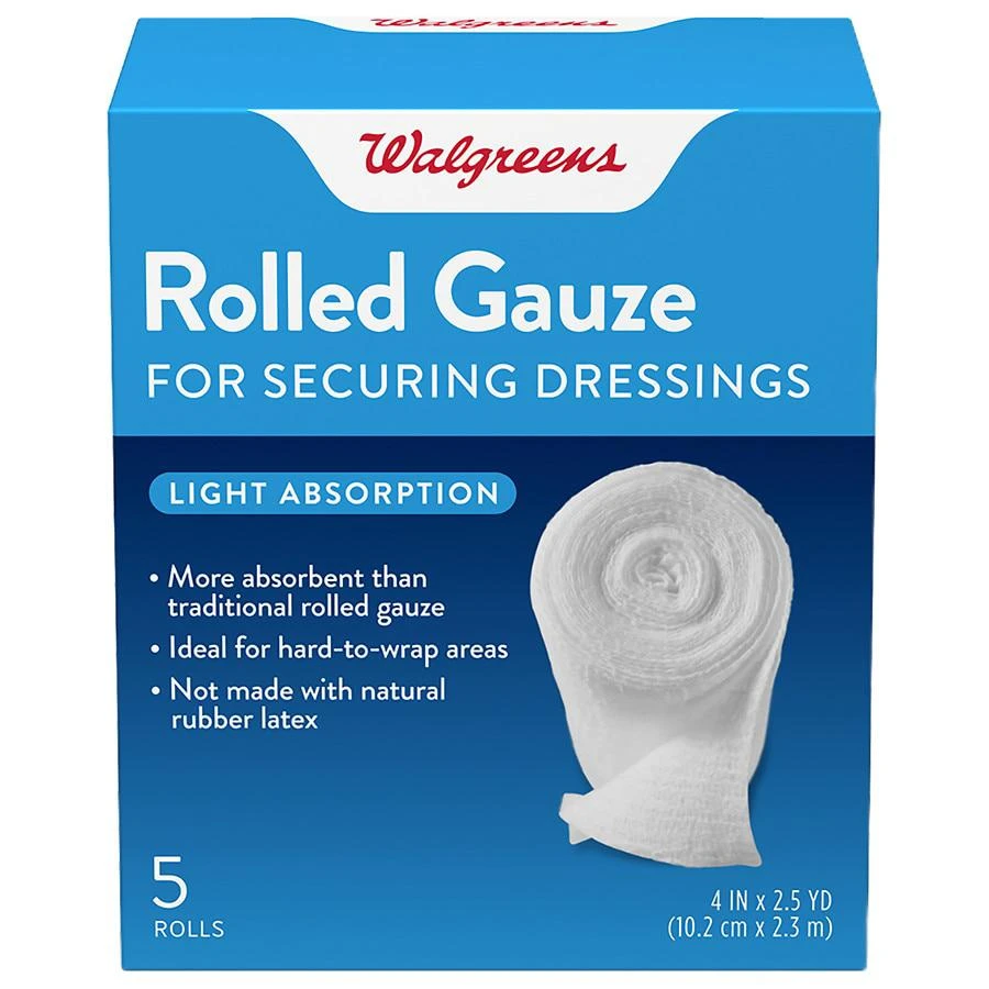 商品Walgreens|Premium Rolled Gauze 4 in x 2.5 yd,价格¥100,第1张图片