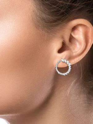 商品Kenneth Jay Lane|Look Of Real Marquise Rhodium-Plated & Crystal Hoop Earrings,价格¥591,第2张图片详细描述