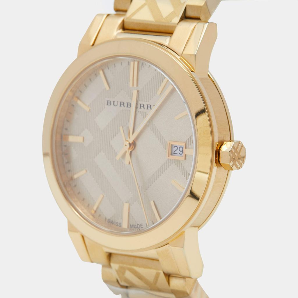 Burberry Gold Check Stamped Gold Plated Stainless Steel The City BU9038 Unisex Wristwatch 38 mm商品第2张图片规格展示