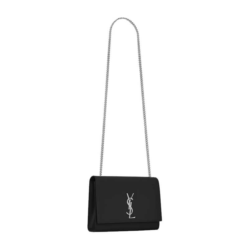 YSL 圣罗兰 女士经典中号黑色粒纹牛皮金属logo单肩斜挎包 364021-BOW0N-1000 商品