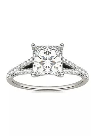 商品Charles & Colvard|Colvard Charles Colvard 1.71 Ct. T.w. Lab Created Princess Cut Moissanite Engagement Ring In 14K Gold,价格¥8921,第1张图片