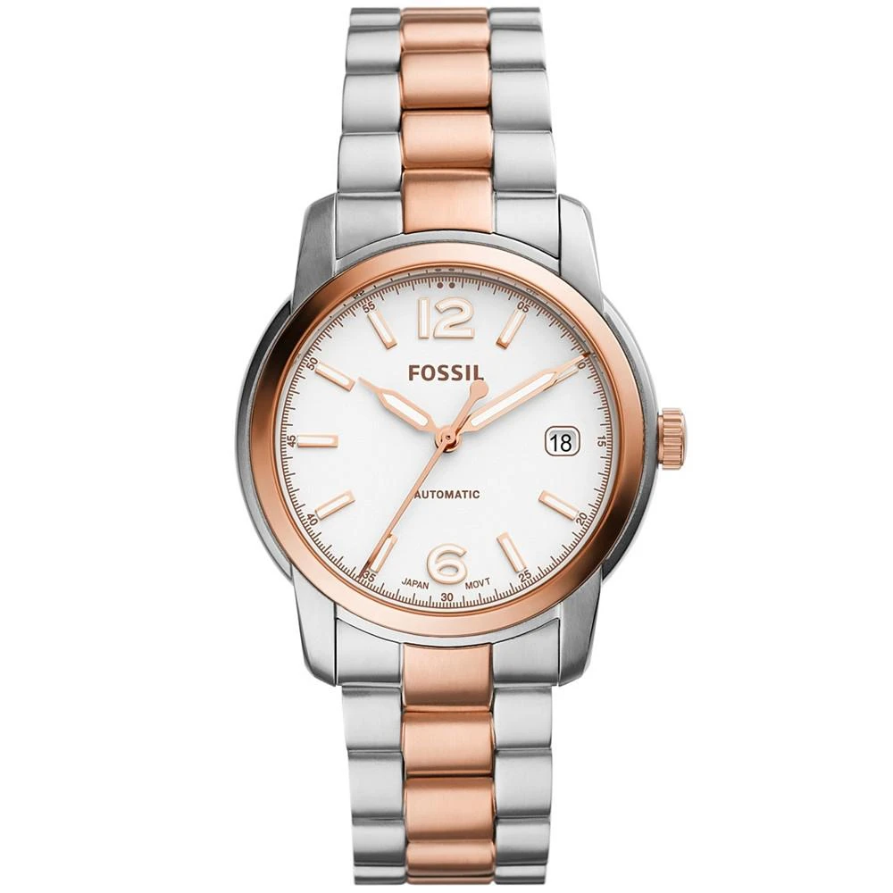 商品Fossil|Women's Heritage Automatic Two tone Stainless Steel Watch 38mm,价格¥1656,第1张图片