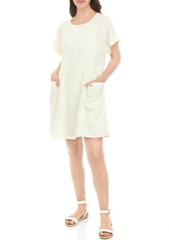 商品Sandra Darren|Darren Womens Side Pocket Linen Shift Dress,价格¥164,第1张图片详细描述