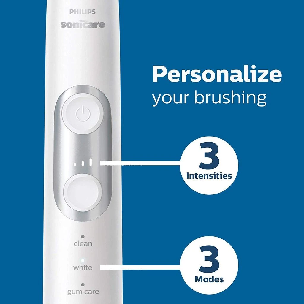 商品Philips Sonicare|PHILIPS Sonicare ProtectiveClean 6500 Rechargeable Electric Toothbrush, with Pressure Sensor, 3 Cleaning Modes, SmarTimer and QuadPacer, 14-Day Battery Life, Charging Travel Case, Pink, HX6462/06,价格¥1529,第4张图片详细描述