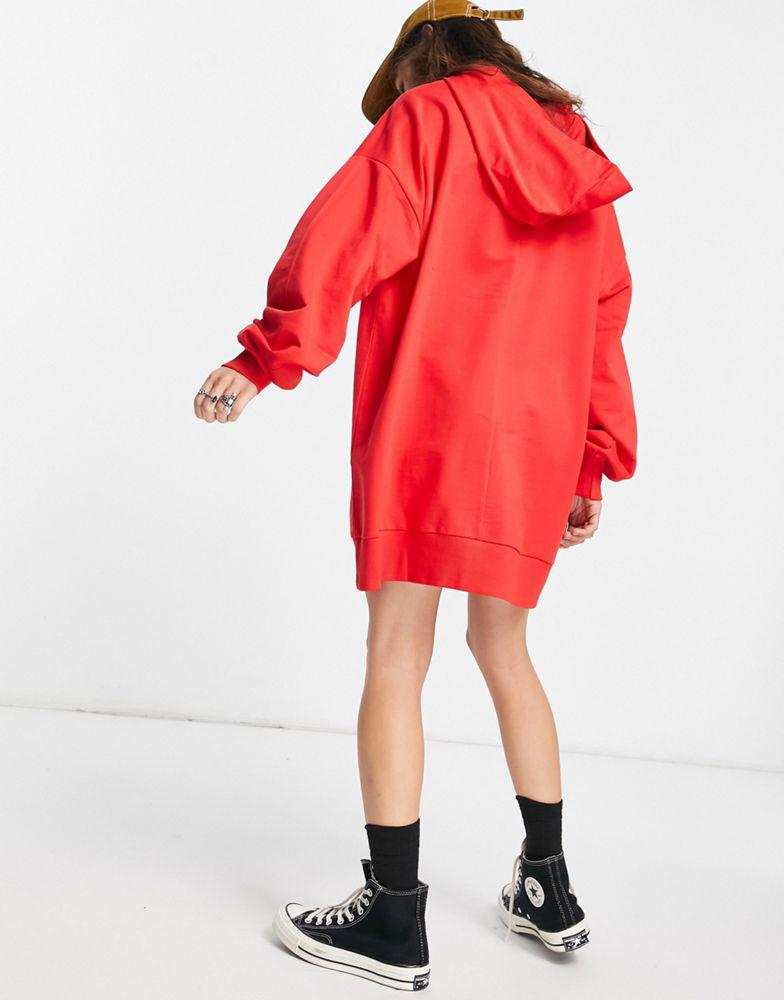 ASOS DESIGN oversized hoodie sweat mini dress in red商品第4张图片规格展示