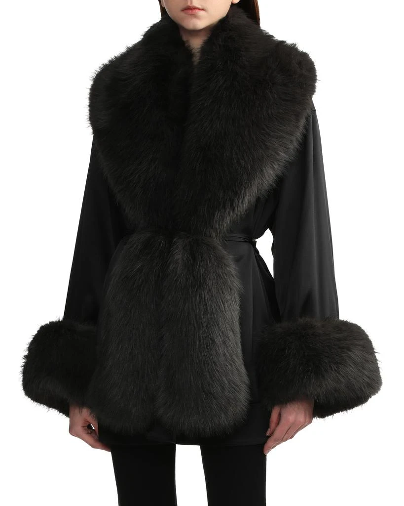 商品Alexander Wang|Faux-fur-trimmed silk jacket,价格¥3946,第3张图片详细描述