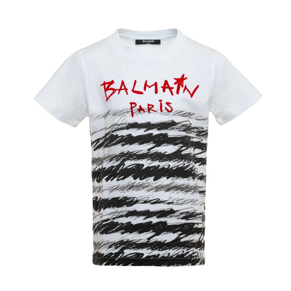 商品Balmain|Balmain Kids Logo Printed Crewneck T-Shirt,价格¥751-¥1103,第1张图片