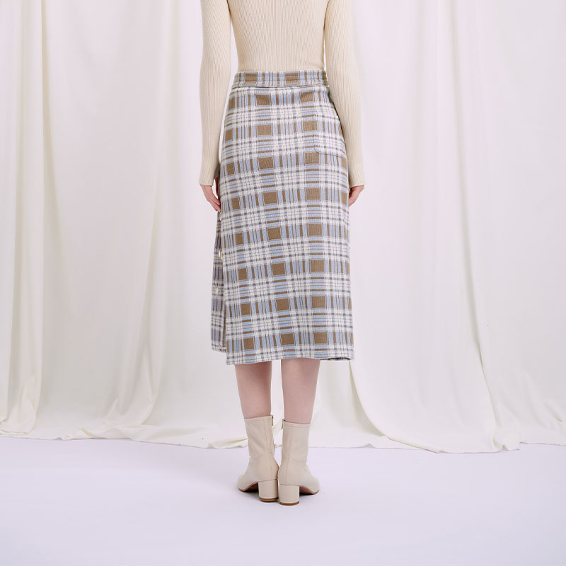Daria 针织裙 - 蓝色格纹 | Daria Knit Skirt - Blue Plaid商品第7张图片规格展示