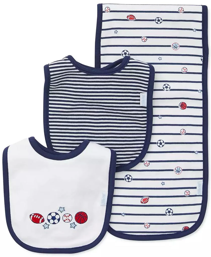 商品Little Me|Baby Boys 3-Pack Sports Star Cotton Bibs & Burp Cloth,价格¥98,第1张图片