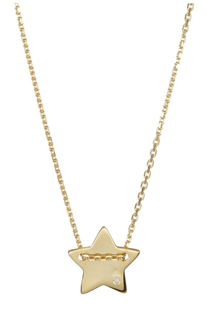 商品ADORNIA|14K Yellow Gold Plated Diamond Detail Star Charm Necklace - 0.01 ctw,价格¥150,第1张图片