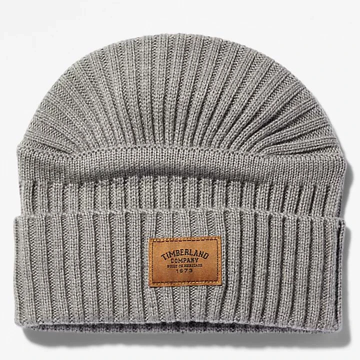 商品Timberland|Gulf Beach Ribbed Beanie for Men in Light Grey,价格¥231,第1张图片