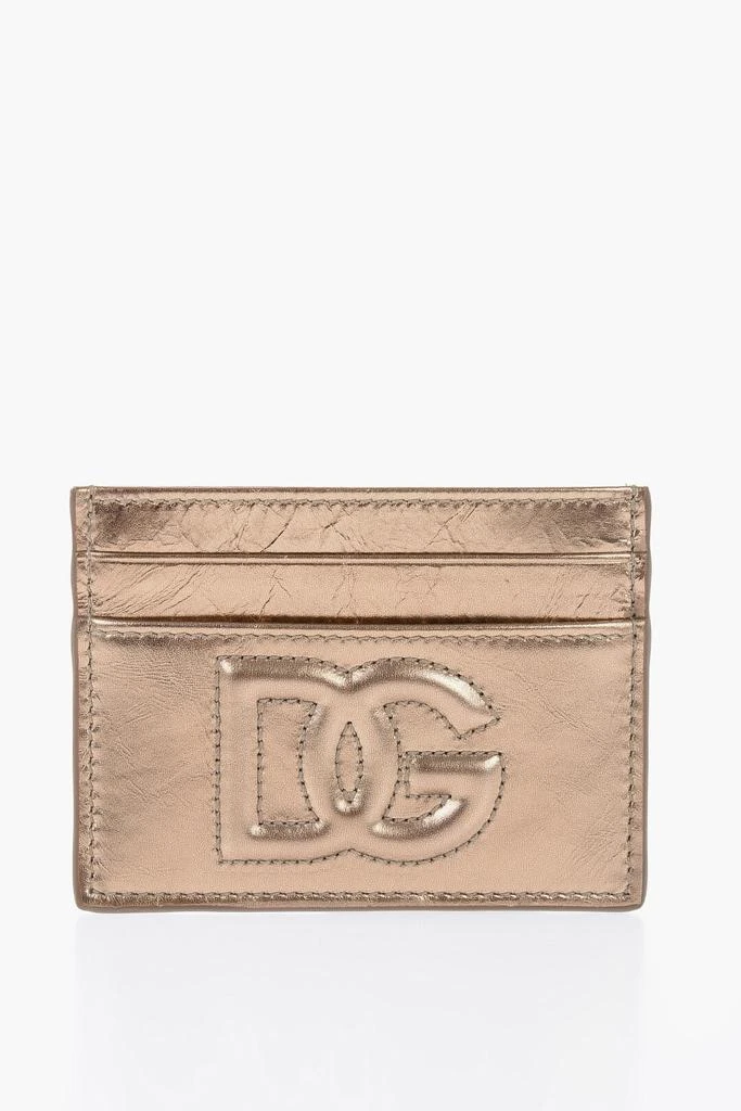 商品Dolce & Gabbana|Cracked Effect Metallic Leather Card Holder With Embossed Mo,价格¥1792,第1张图片