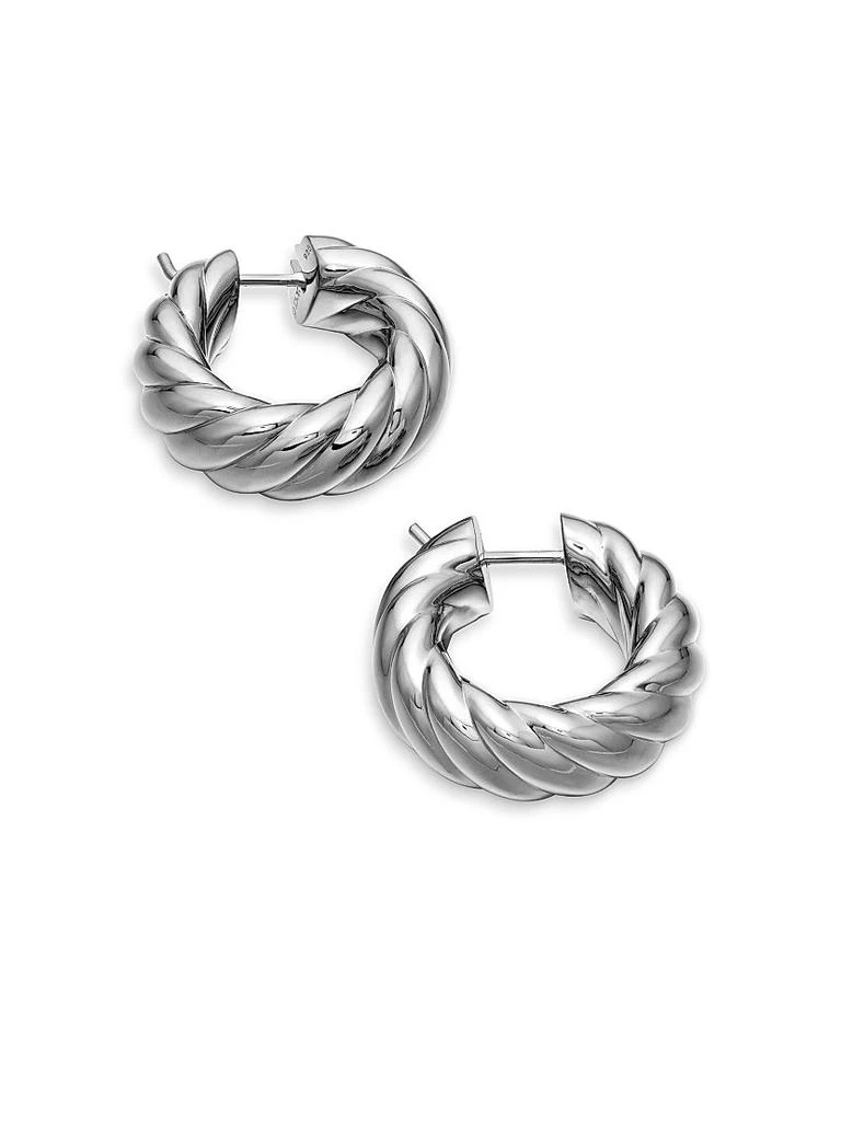 商品David Yurman|Sculpted Cable Hoop Earrings in Sterling Silver, 25MM,价格¥5879,第4张图片详细描述
