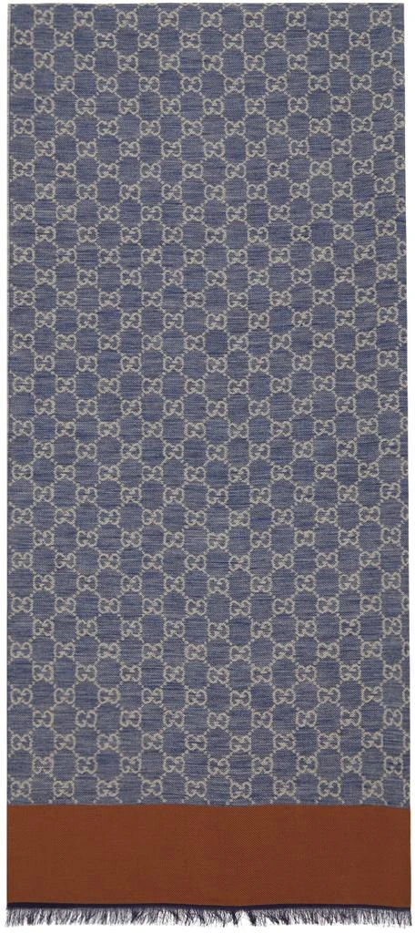商品Gucci|Blue Cotton Jacquard GG Scarf,价格¥4258,第1张图片