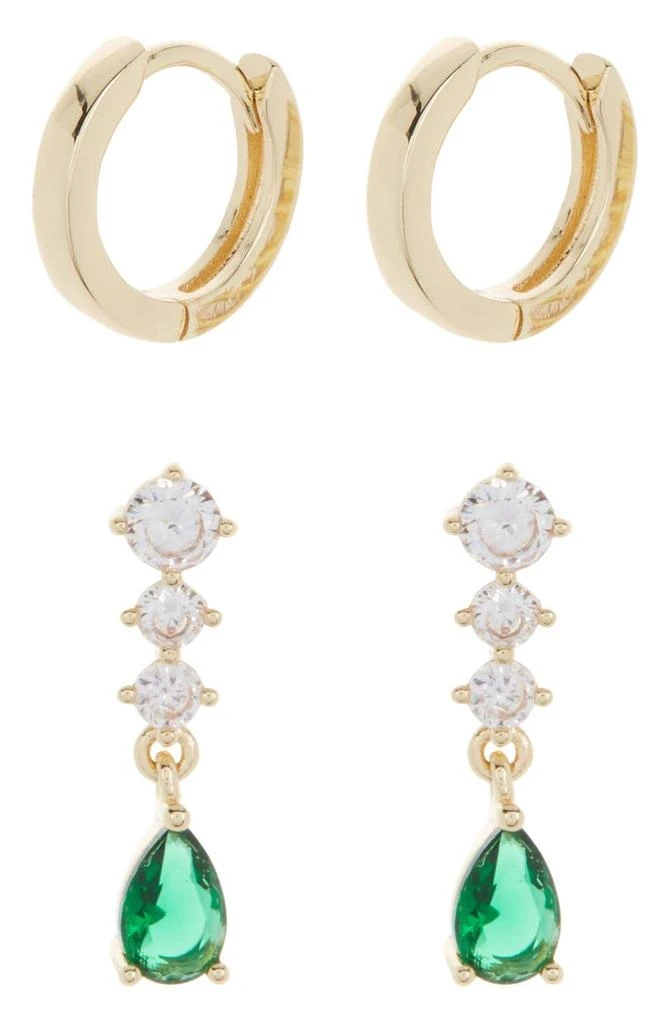 商品Nordstrom|Huggie Hoops & CZ Drop Earrings,价格¥45,第1张图片