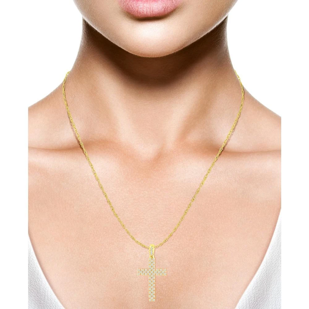 商品Macy's|Diamond Cross 18" Pendant Necklace (1/4 ct. t.w.) in 10k Gold,价格¥8065,第2张图片详细描述
