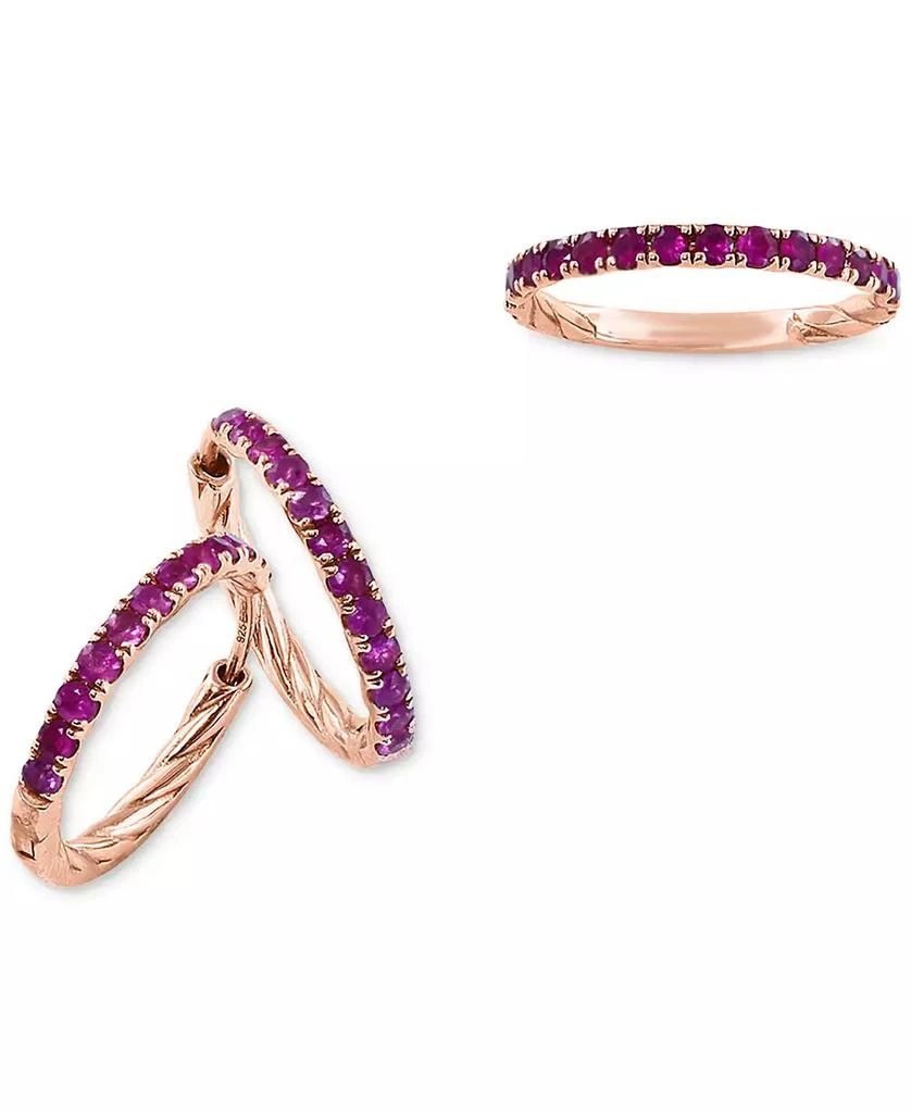 商品Effy|EFFY® Ruby Stack Band (1/2 ct. t.w.) in 14K Rose Gold-Plated Sterling Silver (Also available in Emerald and Sapphire),价格¥1080,第5张图片详细描述