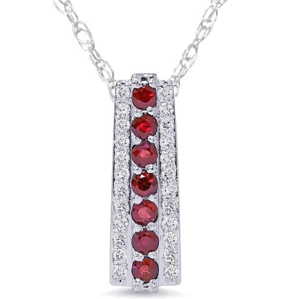 商品Pompeii3|1 1/2ct Ruby & Diamond Pendant 14 Karat White Gold 1" Tall,价格¥3237,第1张图片