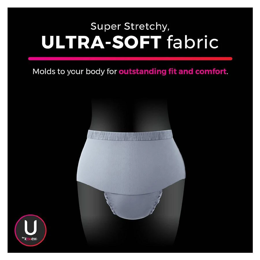 商品U by Kotex|DreamWear Disposable Overnight Period Underwear for Women Large,价格¥52,第4张图片详细描述