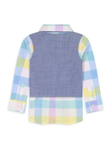 Baby Boy's 2-Piece Chambray Vest Suit Set商品第4张图片规格展示