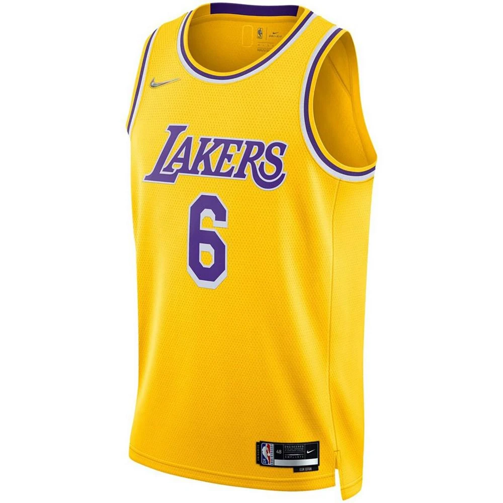 商品NIKE|Men's LeBron James Gold-Tone Los Angeles Lakers 2021/22 Diamond Swingman Jersey - Icon Edition,价格¥773,第3张图片详细描述