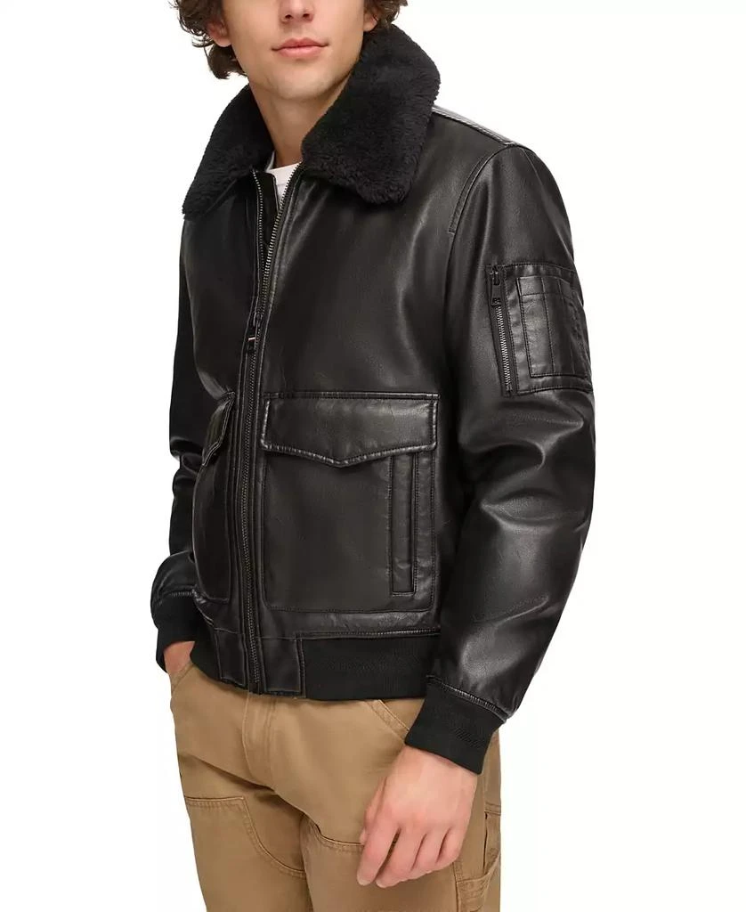 商品Tommy Hilfiger|Men's Faux-Fur-Trim Faux-Leather Bomber Jacket,价格¥748,第3张图片详细描述