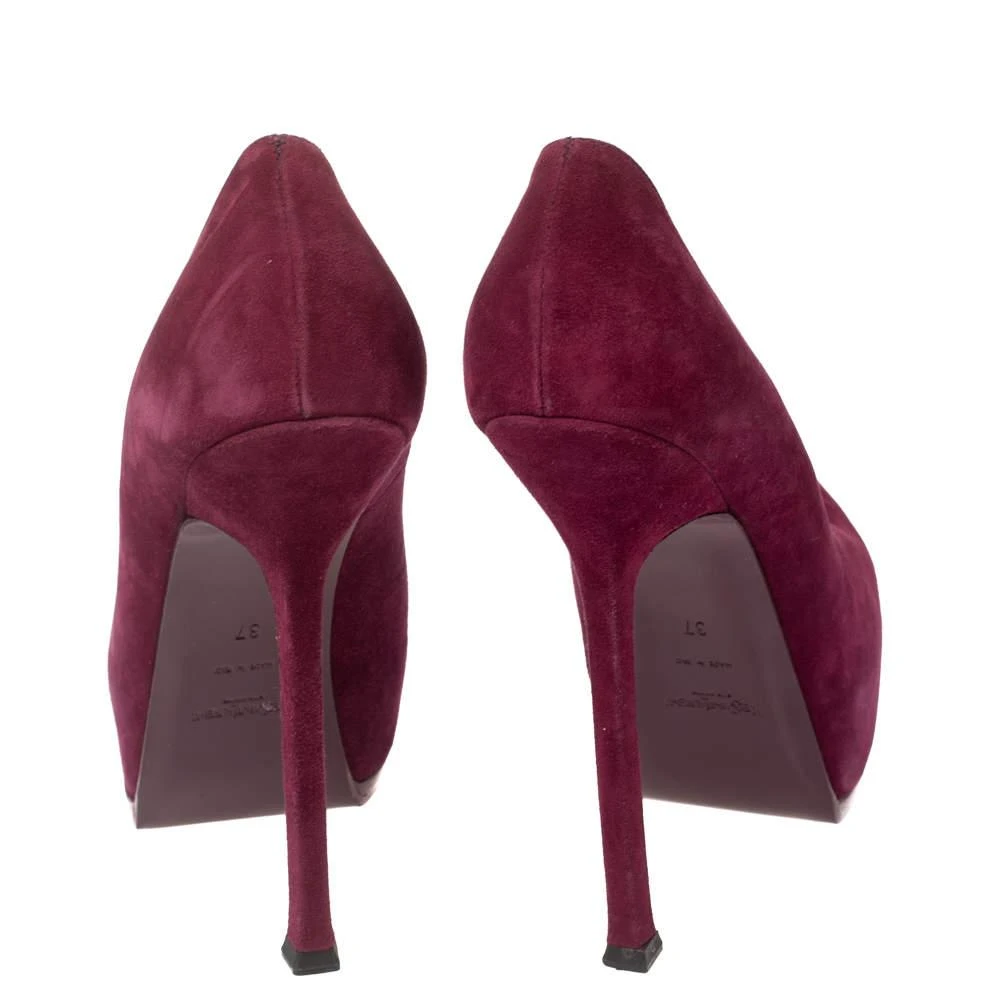 商品[二手商品] Yves Saint Laurent|Saint Laurent  Red Suede Tribtoo Platform Pumps Size 37,价格¥723,第5张图片详细描述
