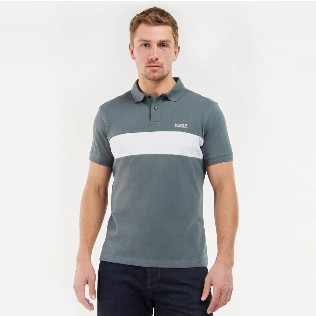 商品Barbour|Barbour International Block Stripe Polo Shirt - Grey / White,价格¥515,第1张图片