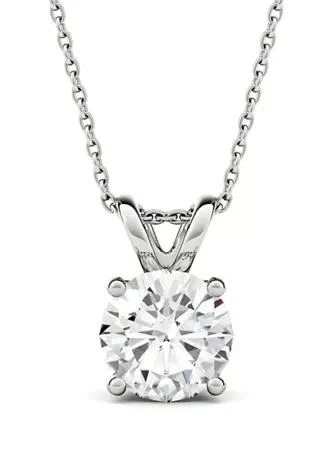 商品Charles & Colvard|1.9 ct. t.w. Lab Created Moissanite Solitaire Pendant Necklace in 14K White Gold,价格¥21392,第1张图片