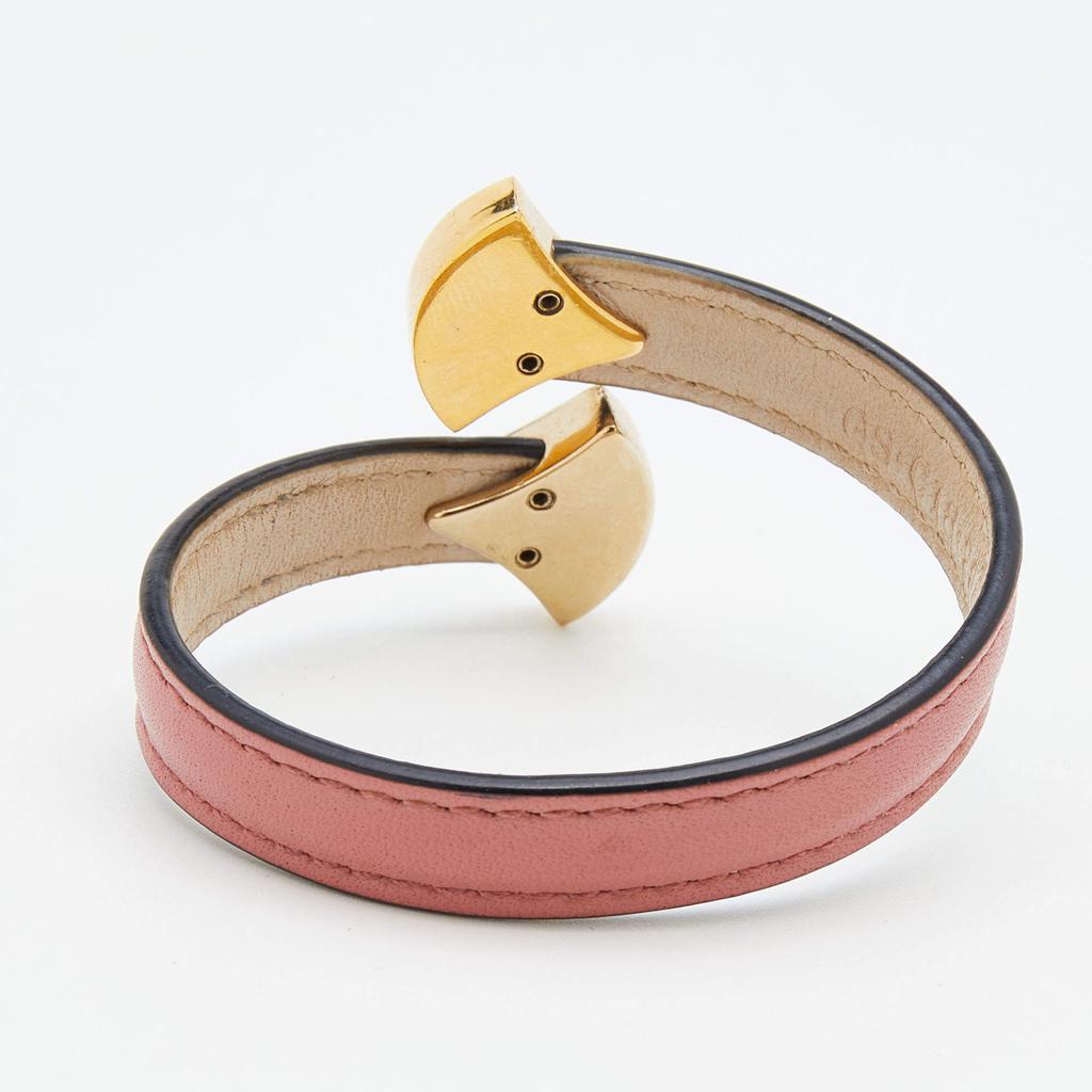 Bvlgari Divas' Dream Enamel Pink Leather Open Cuff Bracelet商品第2张图片规格展示