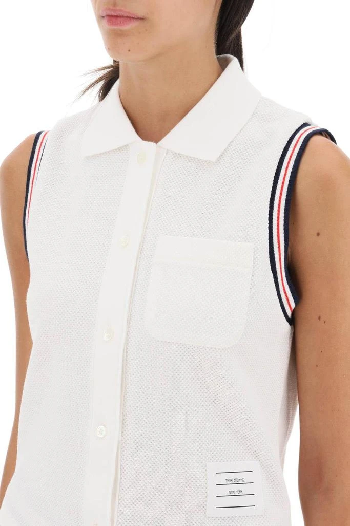 商品Thom Browne|Sleeveless polo shirt in testurized cotton,价格¥2105,第5张图片详细描述