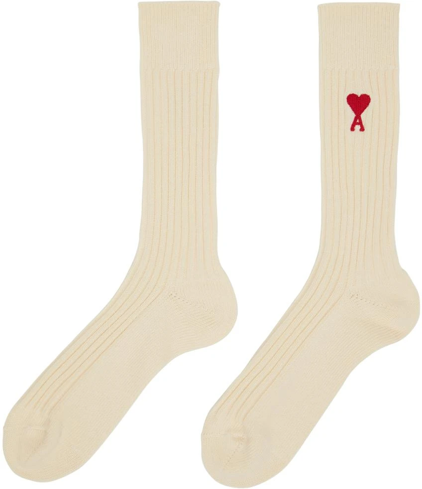 商品AMI|Three-Pack Off-White Ami de Cœur Socks,价格¥1204,第3张图片详细描述