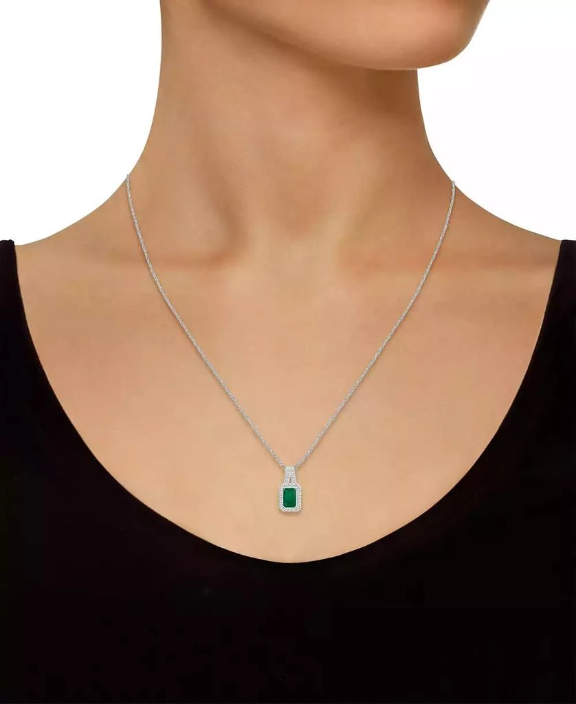 商品Macy's|Emerald (1/2 ct. t.w.) & Diamond (1/8 ct. t.w.) Halo 18" Pendant Necklace in Sterling Silver (Also in Ruby & Sapphire),价格¥1122,第2张图片详细描述