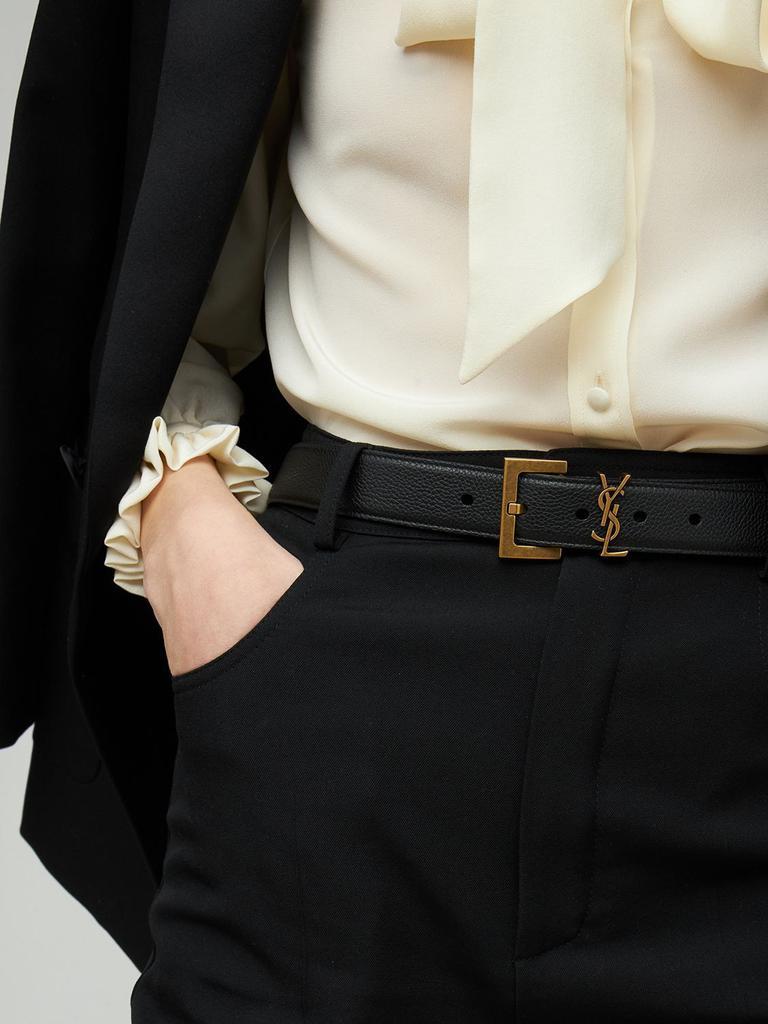 商品Yves Saint Laurent|3cm Monogram Grained Leather Belt,价格¥3841,第1张图片