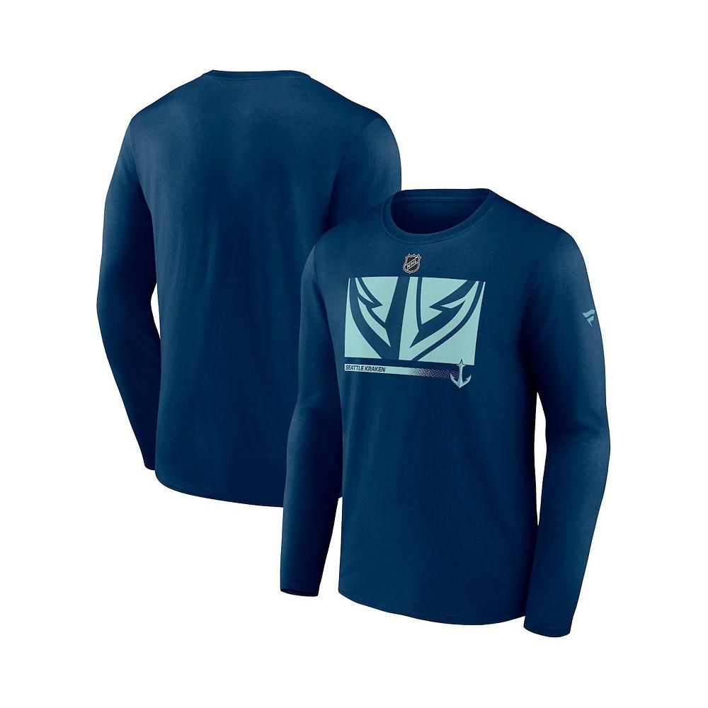 Men's Branded Deep Sea Blue Seattle Kraken Authentic Pro Core Collection Secondary Long Sleeve T-Shirt商品第1张图片规格展示