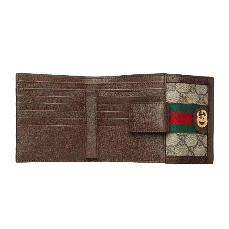 GUCCI/古驰 新款Ophidia GG系列 女士棕色GG Supreme帆布皮革翻盖钱包 52317396IWG8745 商品