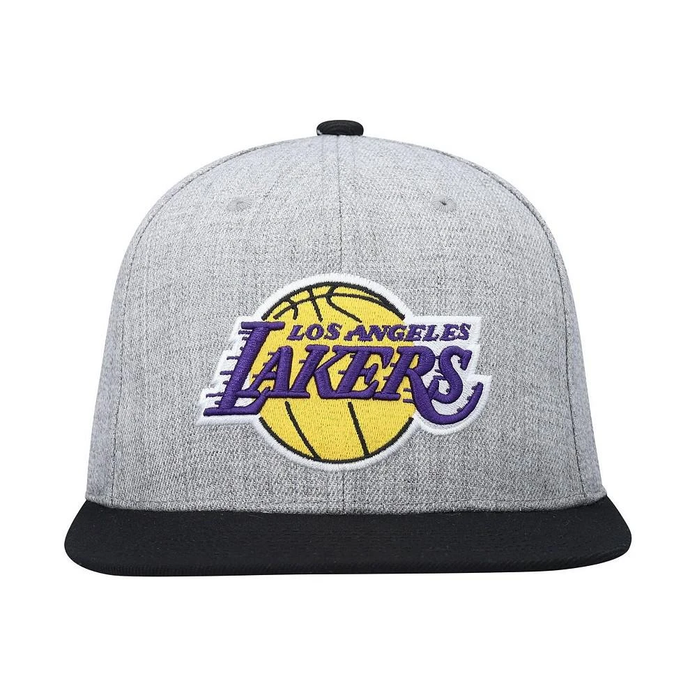 商品Mitchell and Ness|Men's Heathered Gray and Black Los Angeles Lakers Heathered Underpop Snapback Hat,价格¥179,第4张图片详细描述