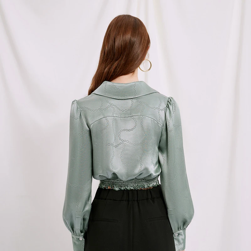 Briella青瓷色缎面链条印花衬衫 | Briella Blouse - Sage 商品