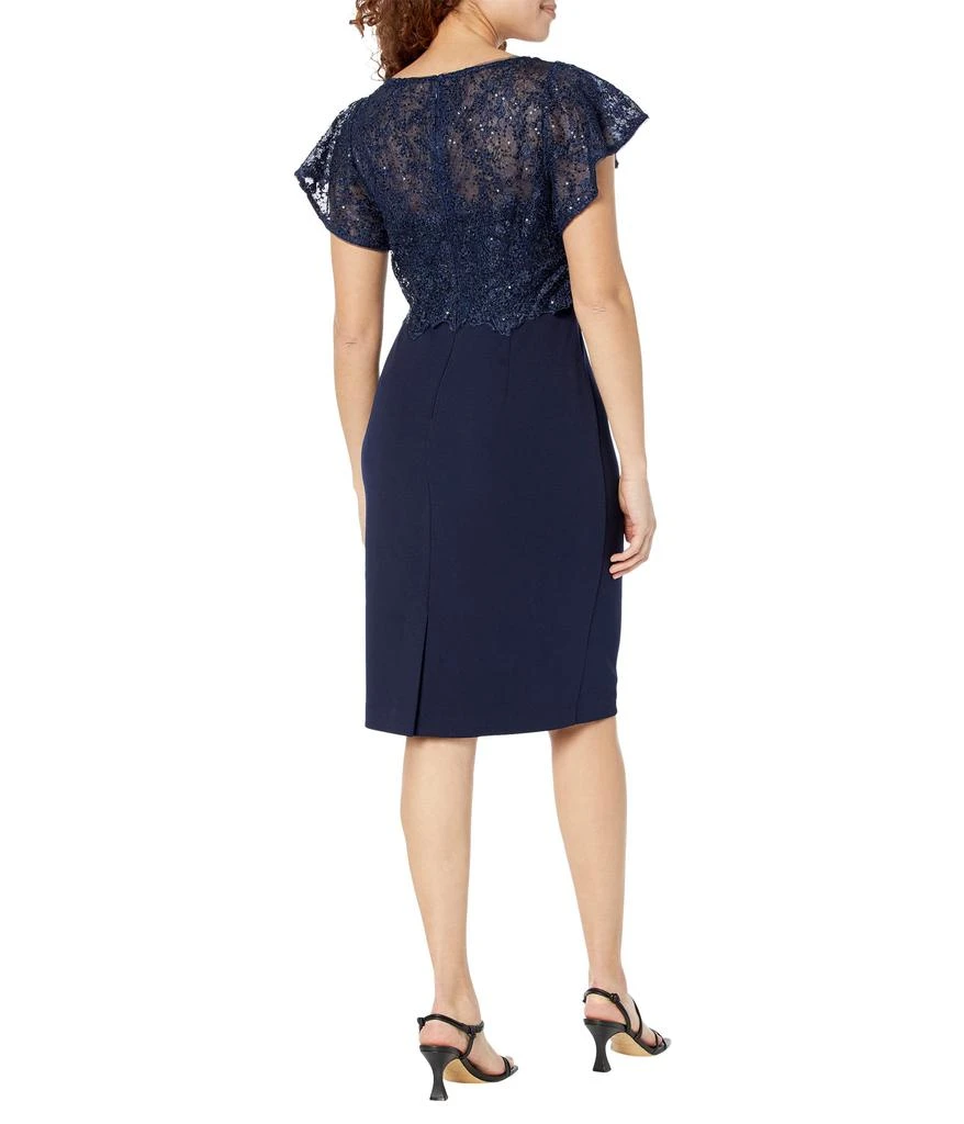 商品Adrianna Papell|Sequin Guipure Lace Popover Top Sheath Dress,价格¥832,第2张图片详细描述