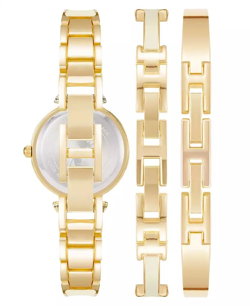 商品Anne Klein|Women's Gold-Tone Alloy Bangle with White Enamel and Crystal Accents Fashion Watch 33mm Set 3 Pieces,价格¥1136,第3张图片详细描述