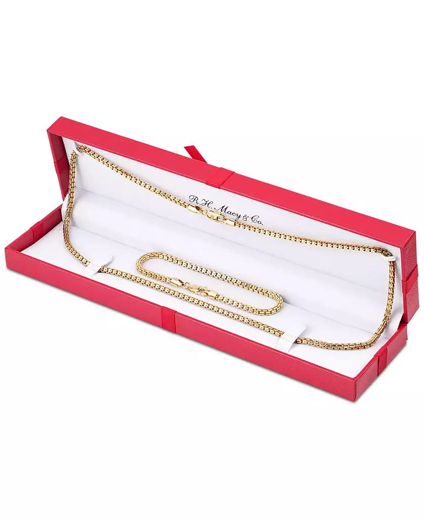 商品Esquire Men's Jewelry|2-Pc. Set Box Link 22" Chain Necklace and Bracelet in 14k Gold-Plated Sterling Silver, Created for Macy's (Also available in Sterling Silver),价格¥4827,第2张图片详细描述